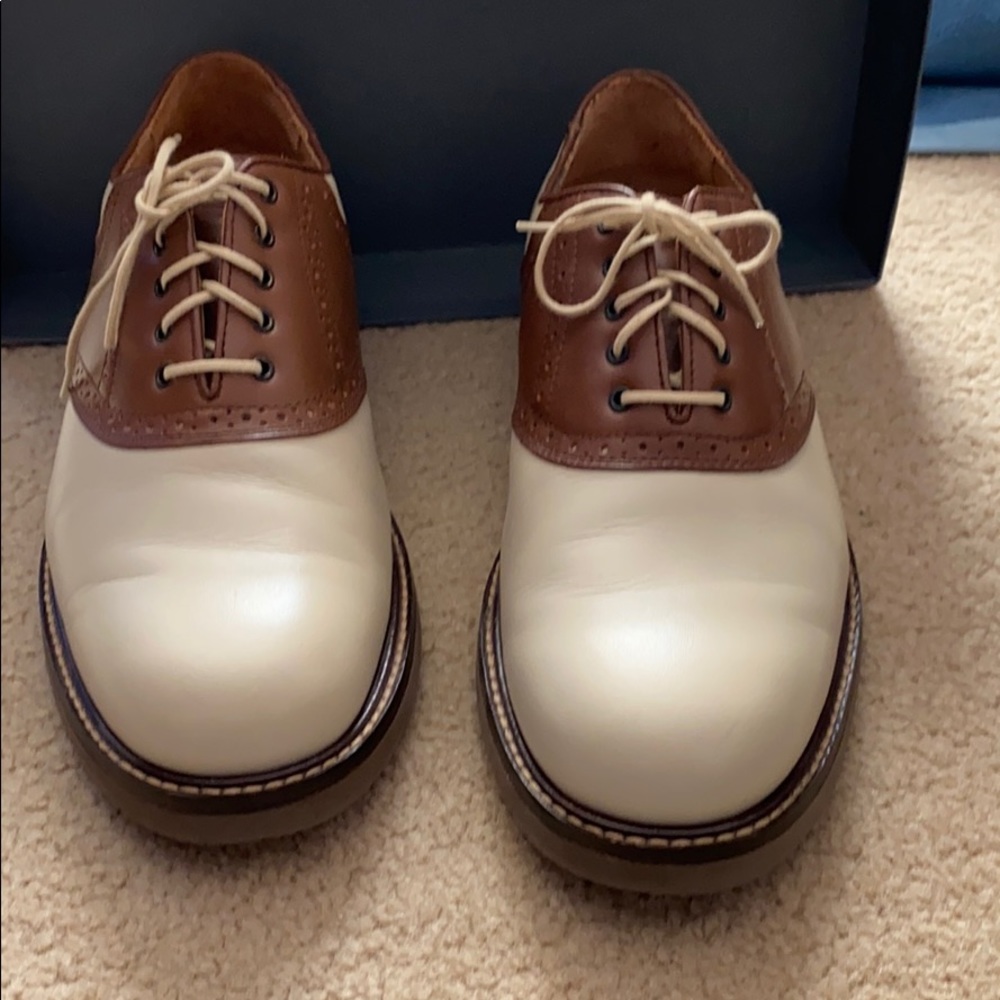 Jos A Banks cream and camel saddle Oxford’s 10M